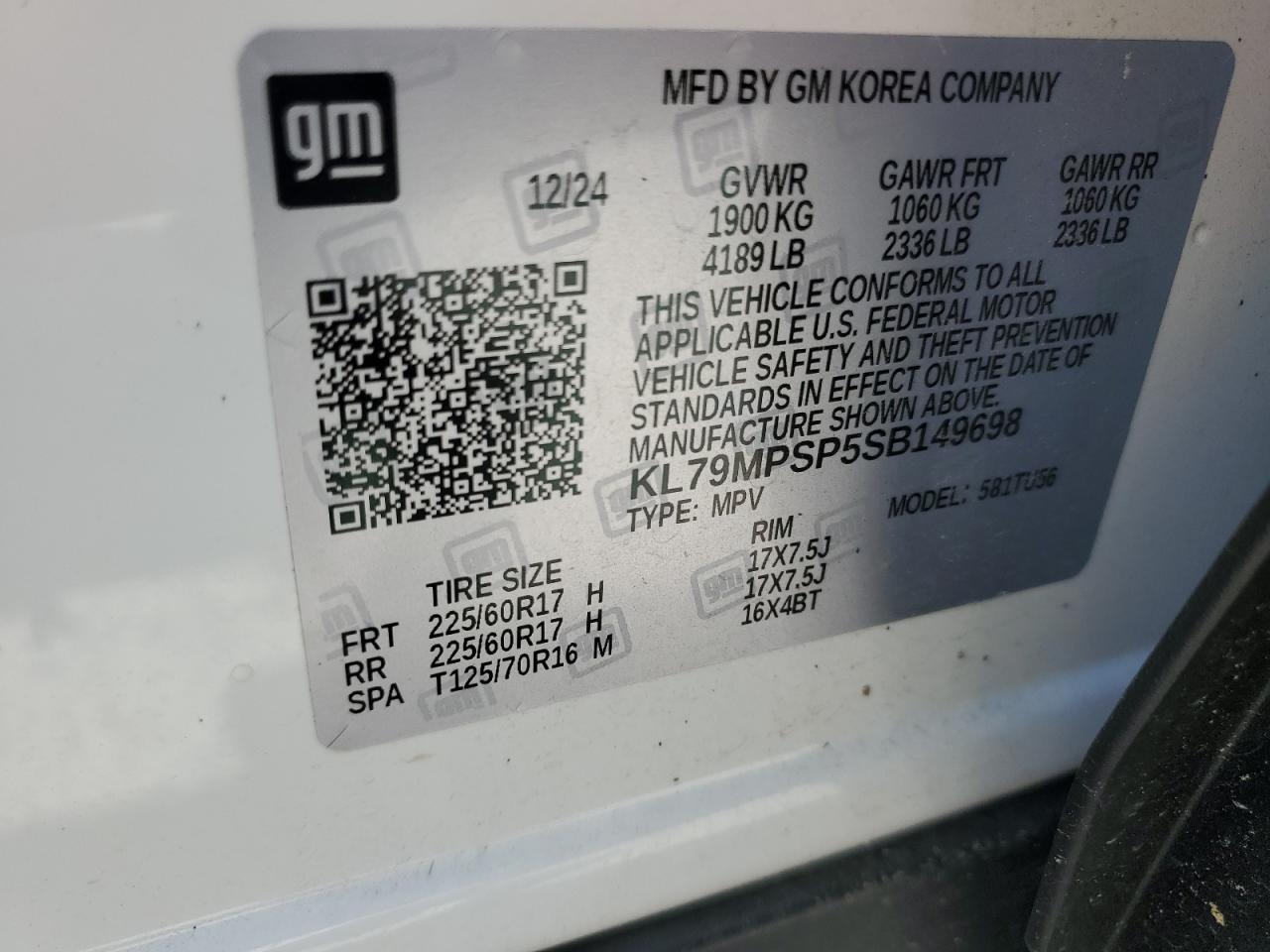 2025 Chevrolet Trailblazer Lt VIN: KL79MPSP5SB149698 Lot: 55601475