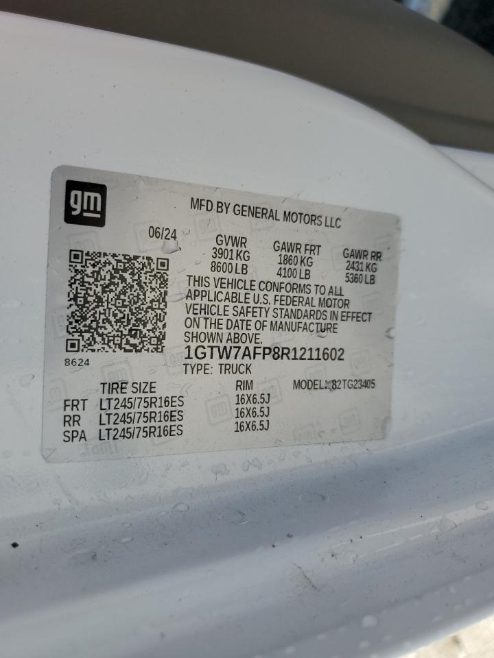 2024 GMC Savana G2500 VIN: 1GTW7AFP8R1211602 Lot: 55836225