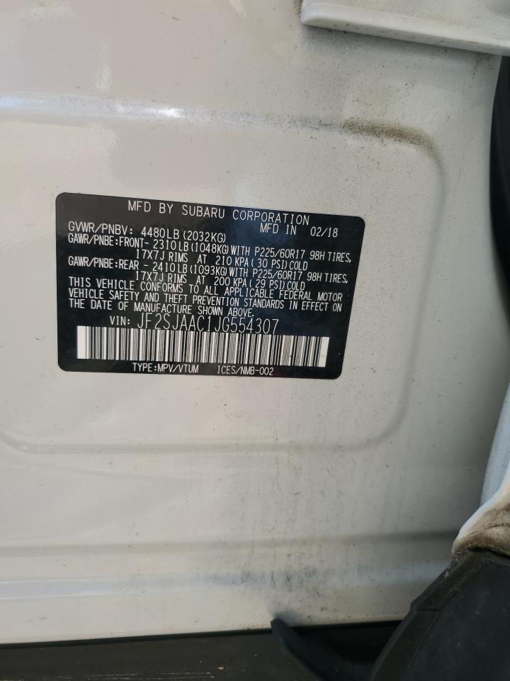 2018 Subaru Forester 2.5I VIN: JF2SJAAC1JG554307 Lot: 55987535