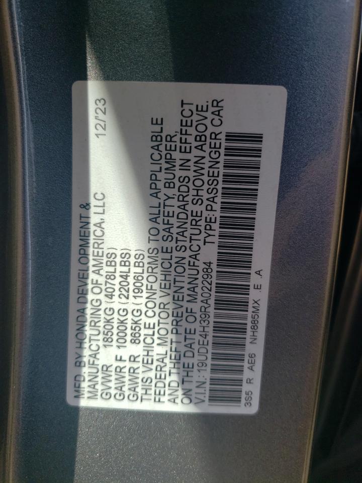 2024 Acura Integra A-Spec VIN: 19UDE4H39RA022984 Lot: 56126535