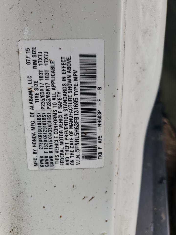 2015 Honda Odyssey Exl VIN: 5FNRL5H63FB131695 Lot: 56880925
