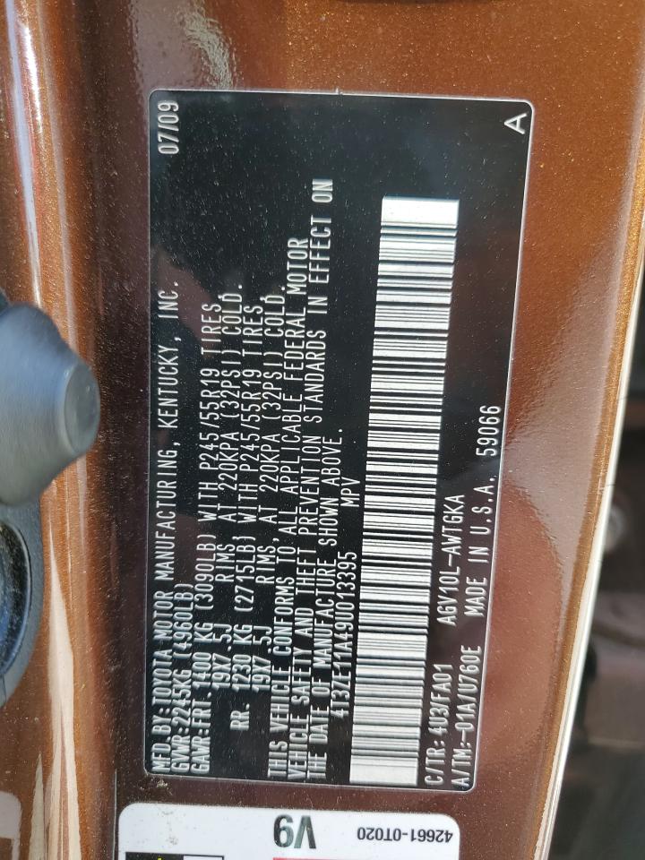 2009 Toyota Venza VIN: 4T3ZE11A79U004822 Lot: 57459995