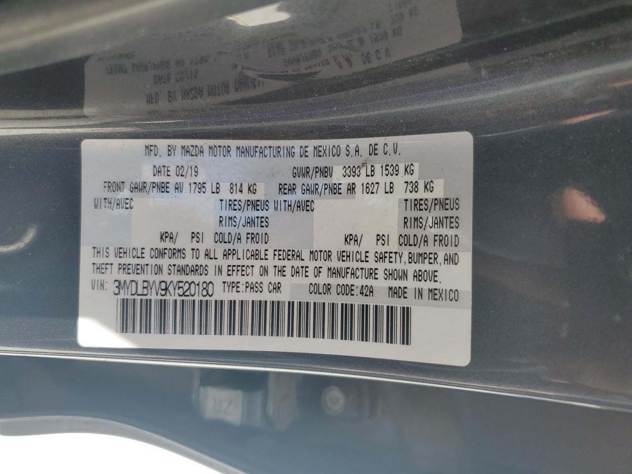 2019 Toyota Yaris L VIN: 3MYDLBYV9KY520180 Lot: 56649425