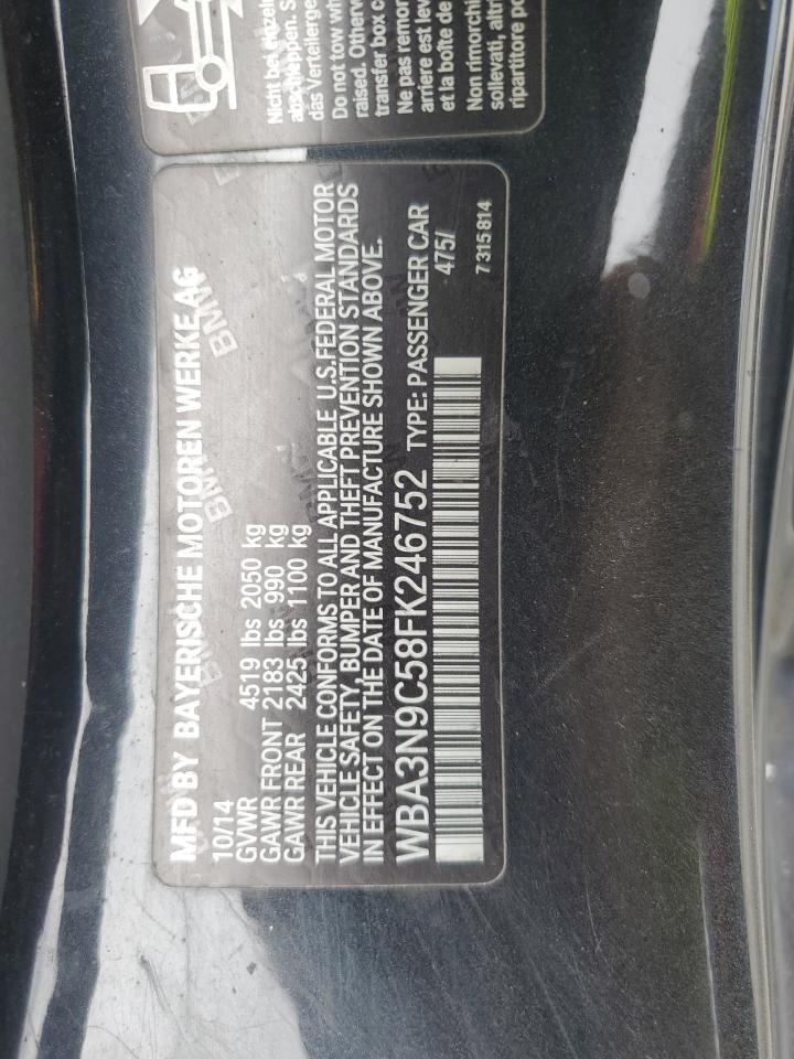 2015 BMW 428 Xi VIN: WBA3N9C58FK246752 Lot: 55973865