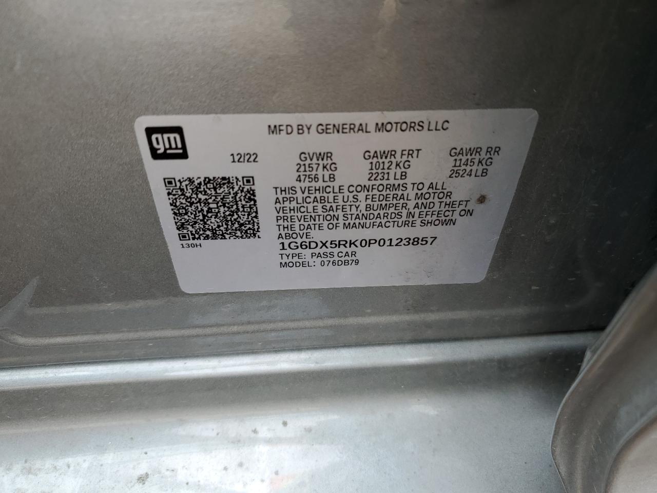 2023 Cadillac Ct5 Luxury VIN: 1G6DX5RK0P0123857 Lot: 56399025
