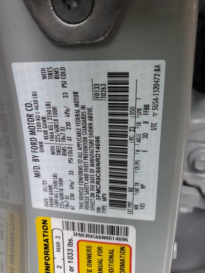 2022 Ford Bronco Sport Outer Banks VIN: 3FMCR9C66NRD14696 Lot: 58329765