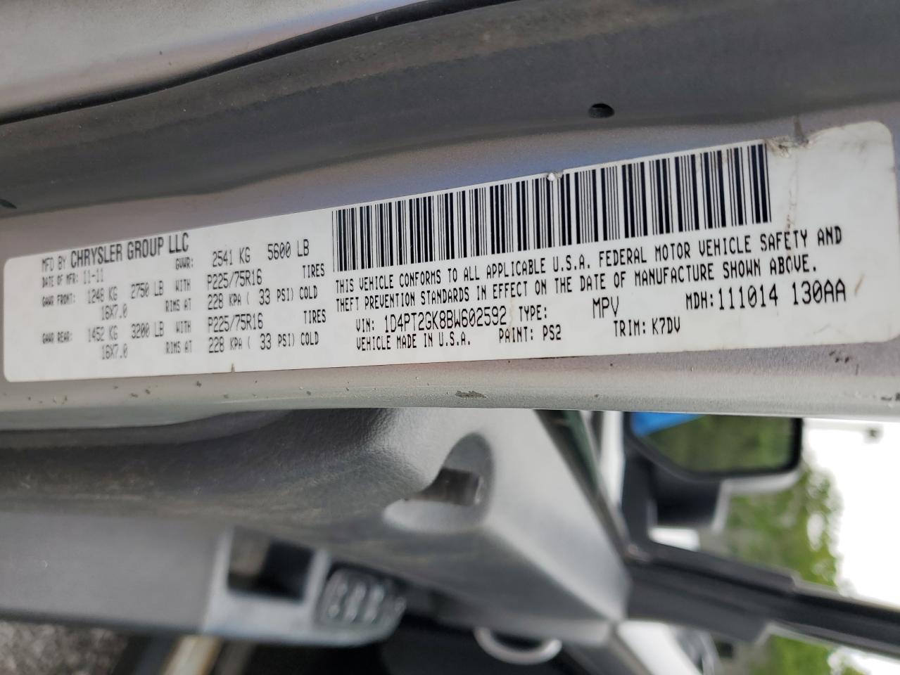2011 Dodge Nitro Se VIN: 1D4PT2GK8BW602592 Lot: 57231095