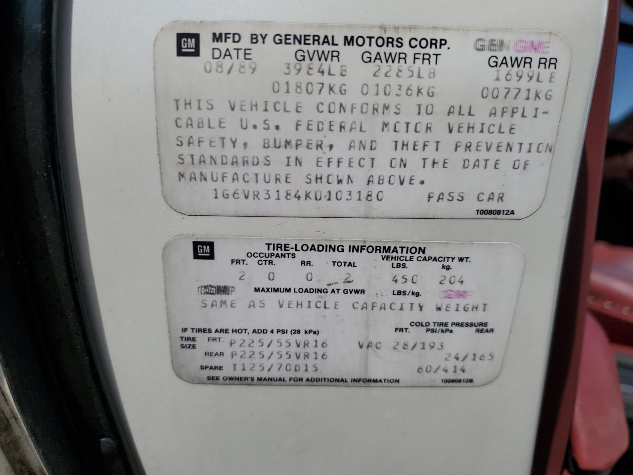 1989 Cadillac Allante VIN: 1G6VR3184KU103180 Lot: 55631135