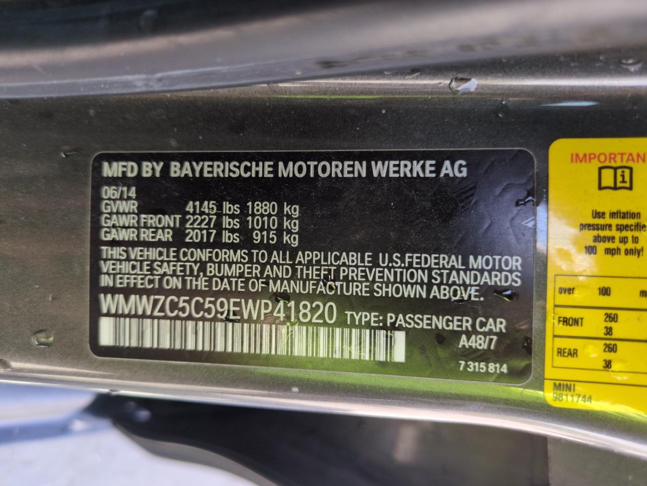 2014 Mini Cooper S Countryman VIN: WMWZC5C59EWP41820 Lot: 56486975