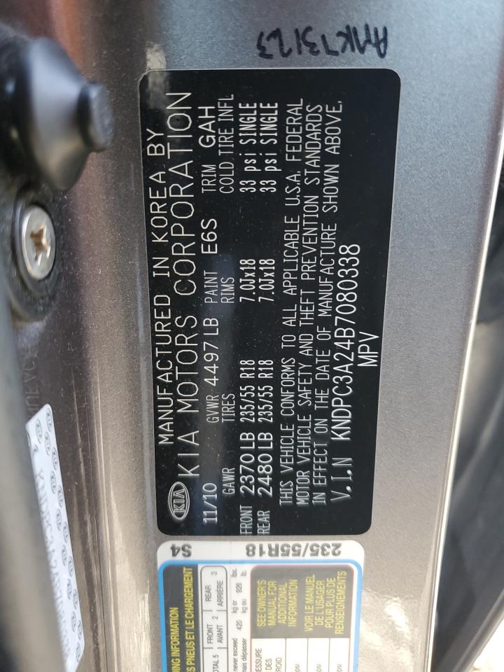 2011 Kia Sportage Ex VIN: KNDPC3A24B7080338 Lot: 57148115