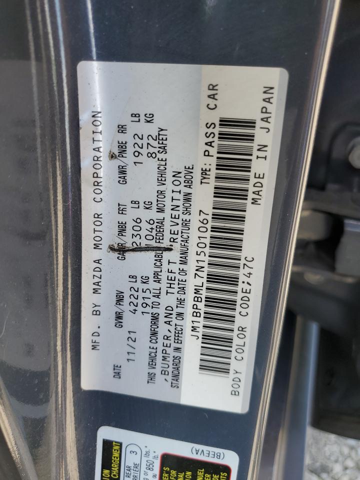 2022 Mazda 3 Premium VIN: JM1BPBML7N1501067 Lot: 56142035