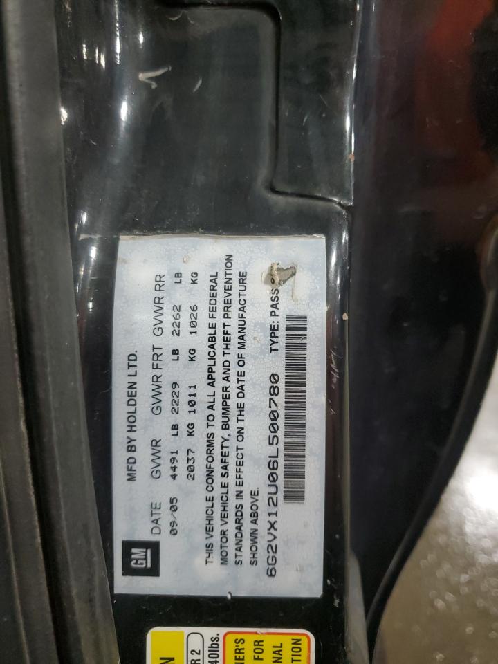 2006 Pontiac Gto VIN: 6G2VX12U06L500780 Lot: 55749885