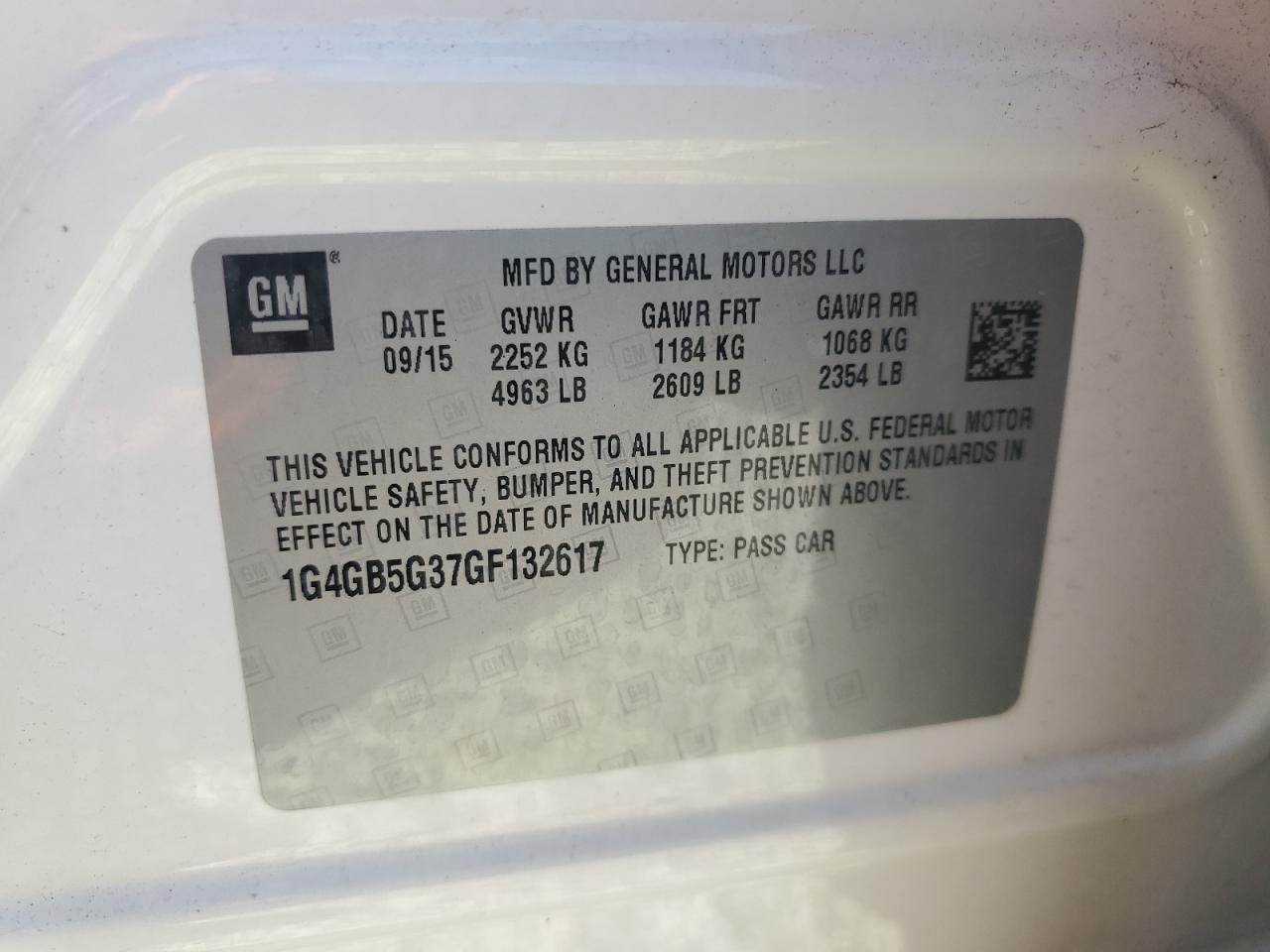 2016 Buick Lacrosse VIN: 1G4GB5G37GF132617 Lot: 56636115