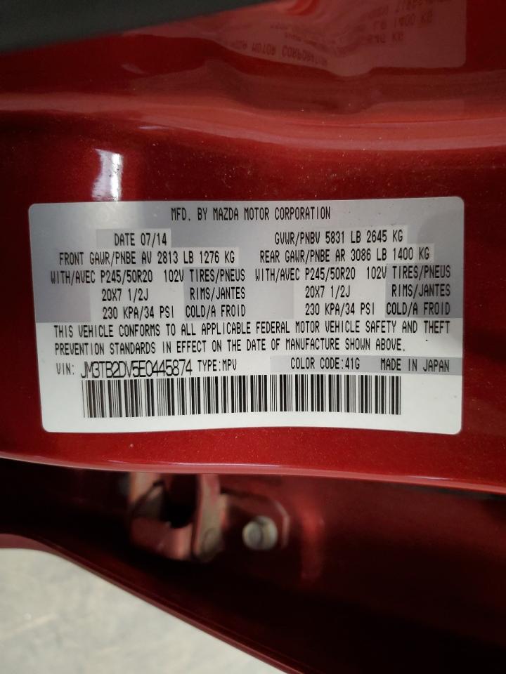 2014 Mazda Cx-9 Grand Touring VIN: JM3TB2DV5E0445874 Lot: 57340435