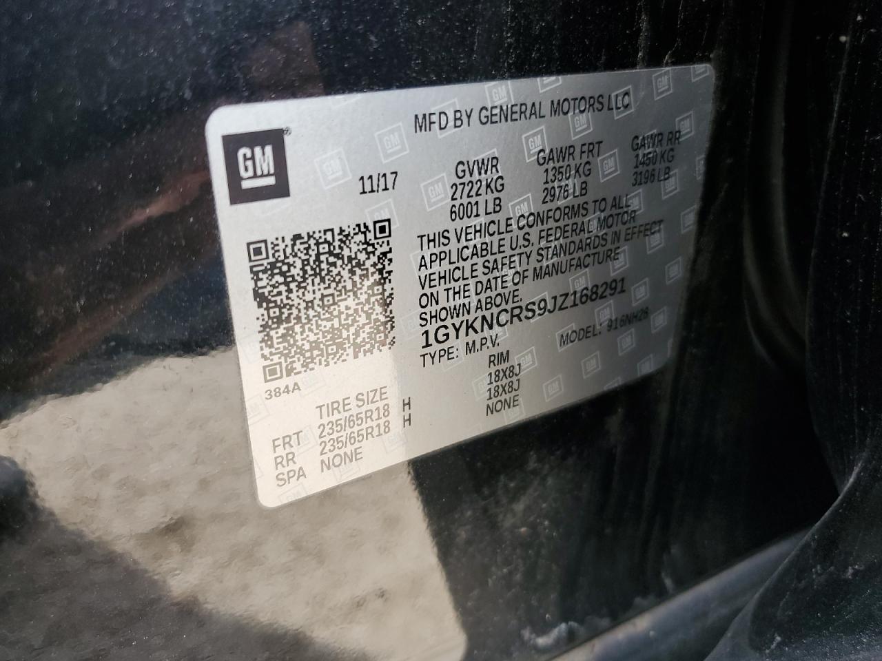 2018 Cadillac Xt5 Luxury VIN: 1GYKNCRS9JZ168291 Lot: 57166665