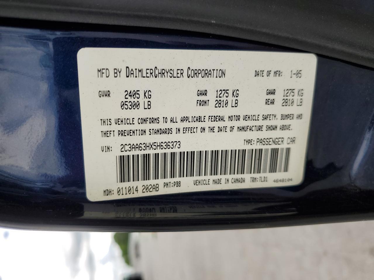 2005 Chrysler 300C VIN: 2C3AA63HX5H636373 Lot: 56900065