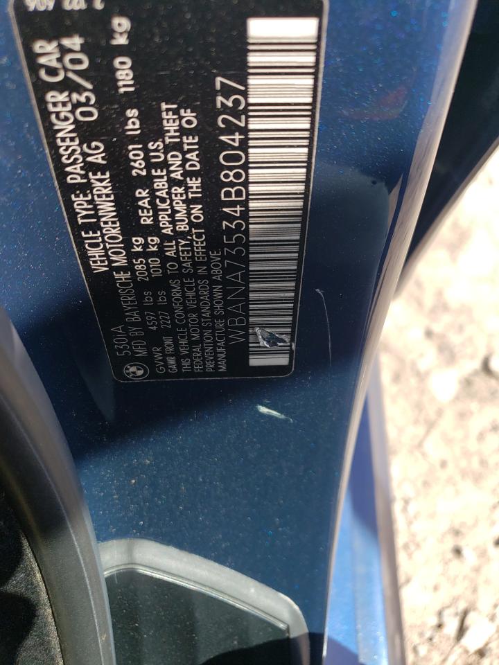 2004 BMW 530 I VIN: WBANA73534B804237 Lot: 57087075