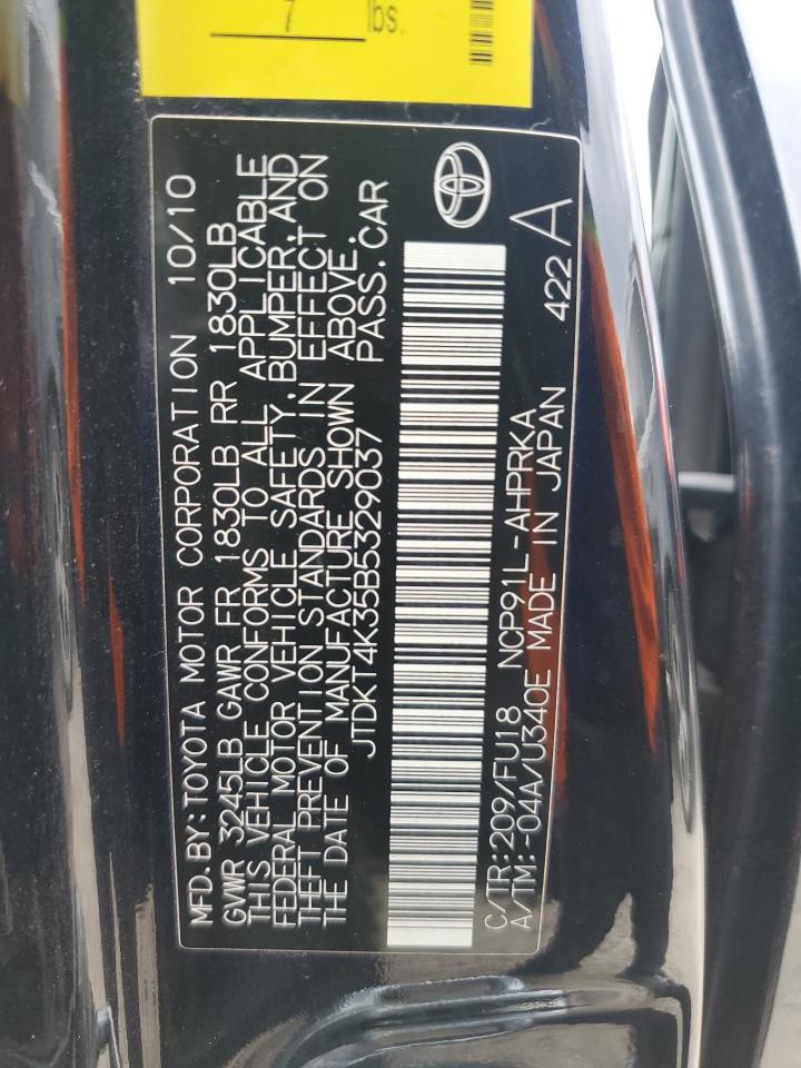 2011 Toyota Yaris VIN: JTDKT4K35B5329037 Lot: 57510425