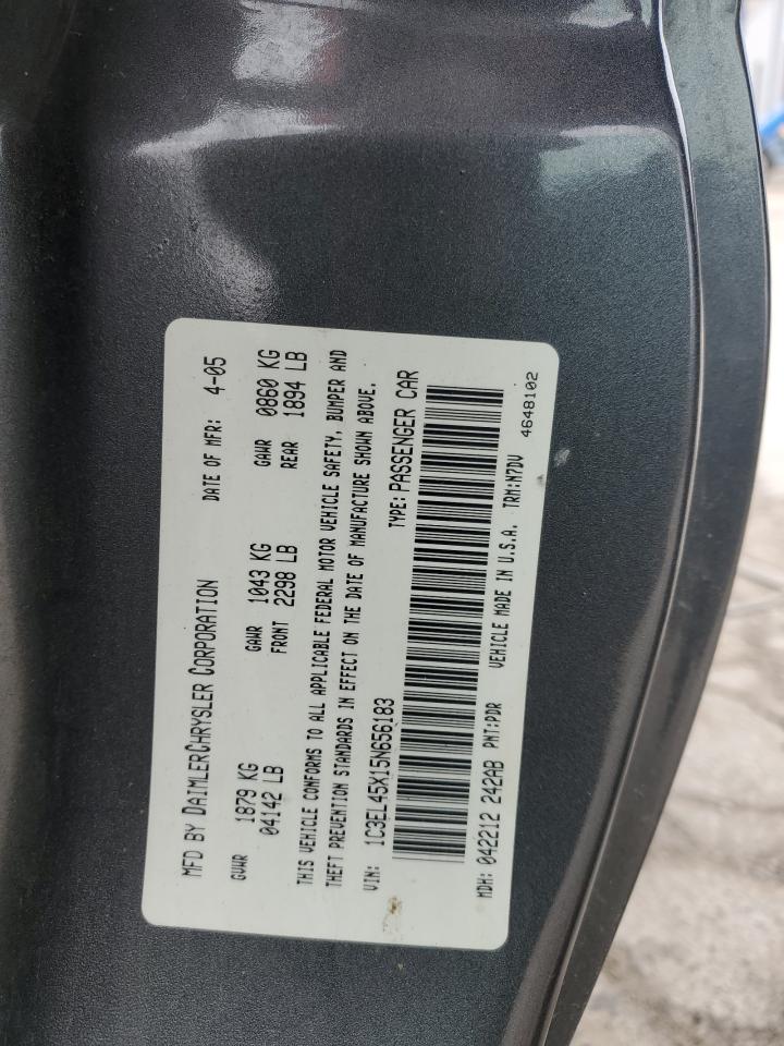 2005 Chrysler Sebring VIN: 1C3EL45X15N656183 Lot: 58348475