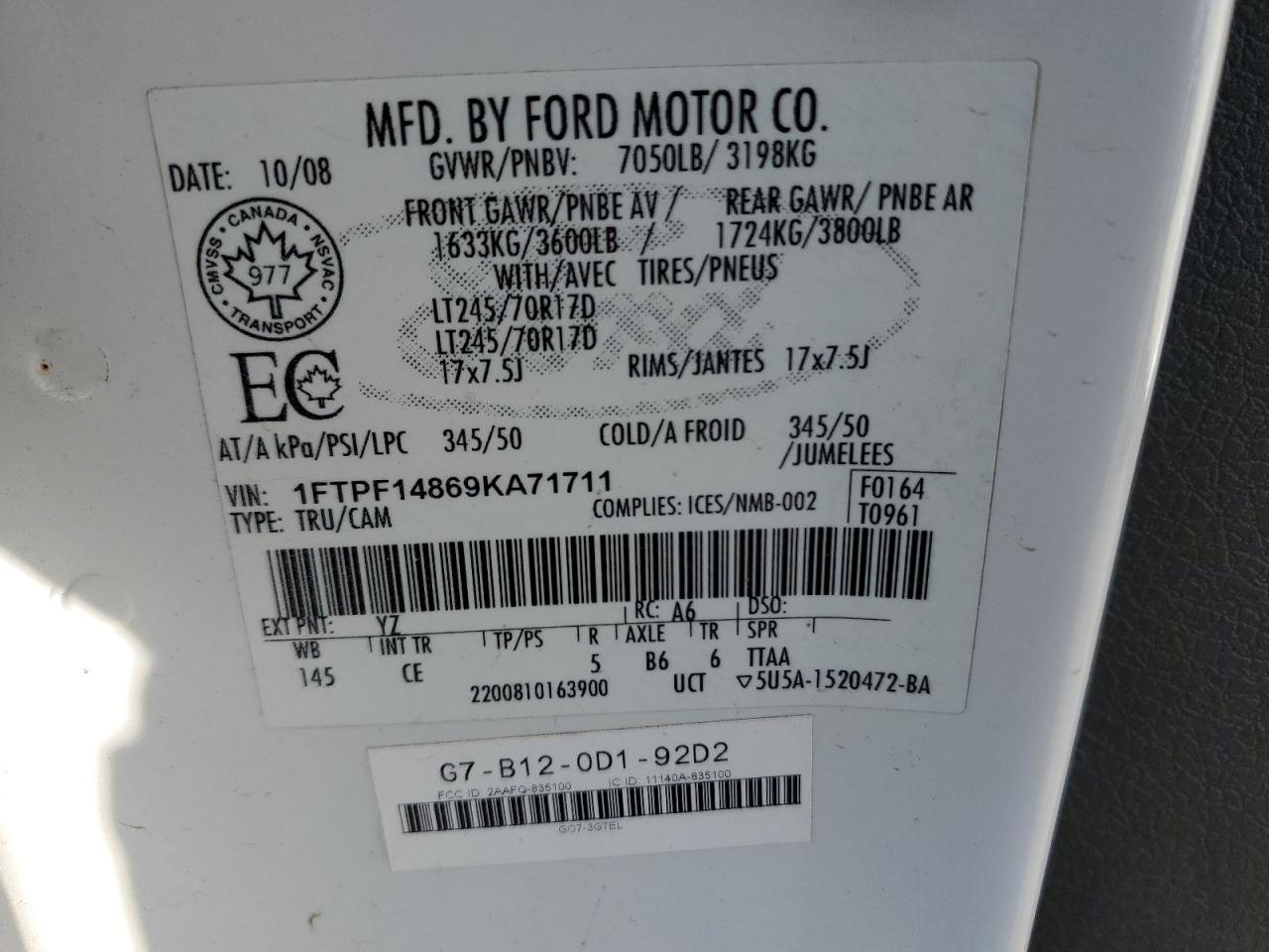 2009 Ford F150 VIN: 1FTPF14869KA71711 Lot: 57301945