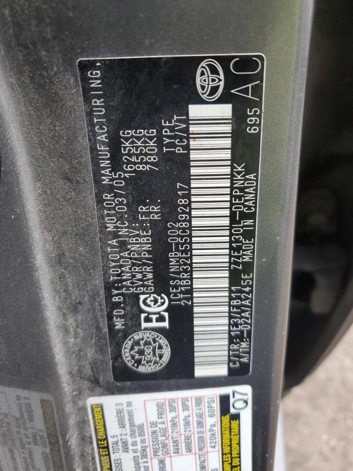 2005 Toyota Corolla Ce VIN: 2T1BR32E55C892817 Lot: 55475105