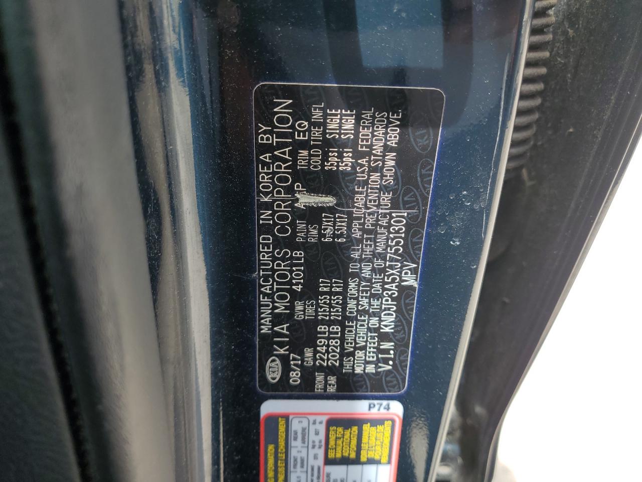 2018 Kia Soul + VIN: KNDJP3A5XJ7551301 Lot: 57247535