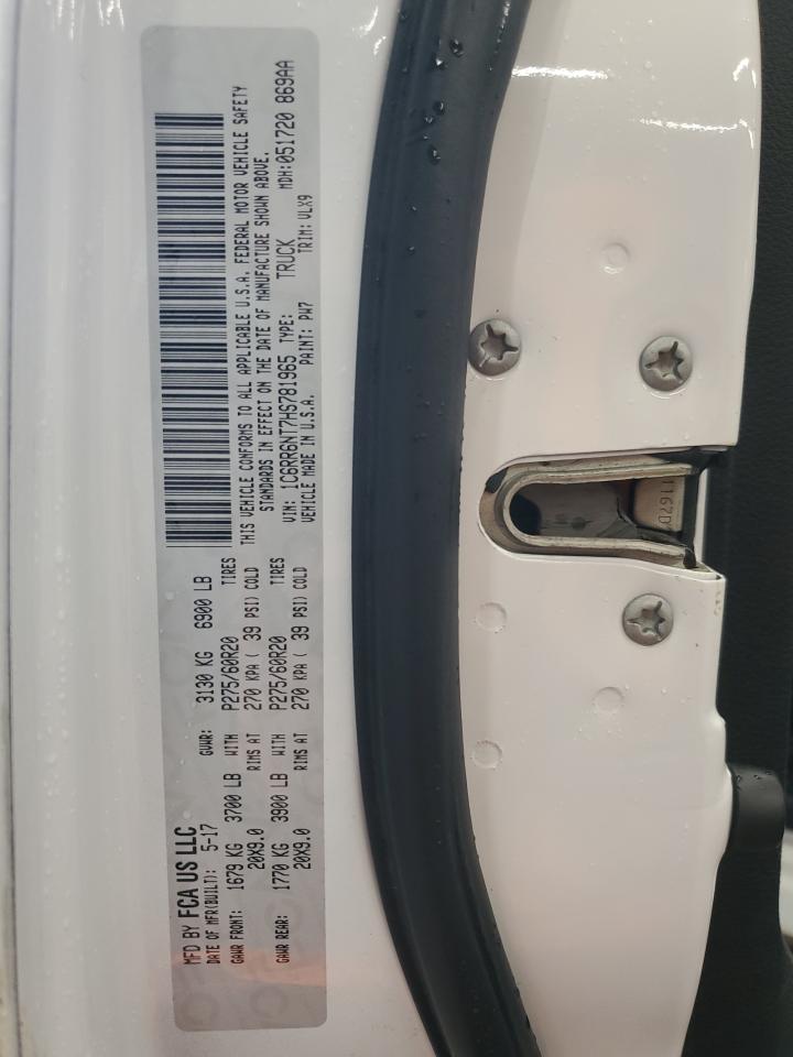 2017 Ram 1500 Laramie VIN: 1C6RR6NT7HS781965 Lot: 56574875