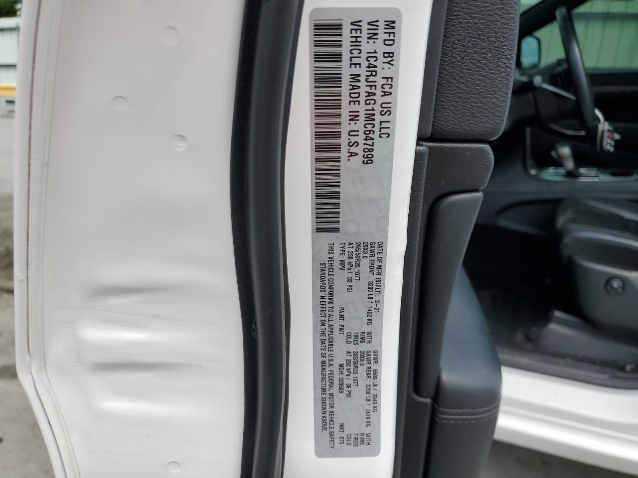 2021 Jeep Grand Cherokee Laredo VIN: 1C4RJFAG1MC647899 Lot: 55441385