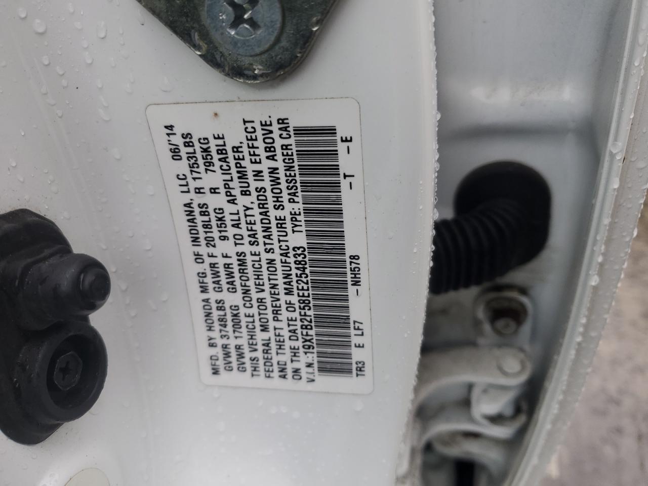2014 Honda Civic Lx VIN: 19XFB2F58EE254833 Lot: 56633615