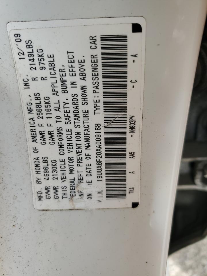 2010 Acura Tl VIN: 19UUA8F20AA009168 Lot: 54758085