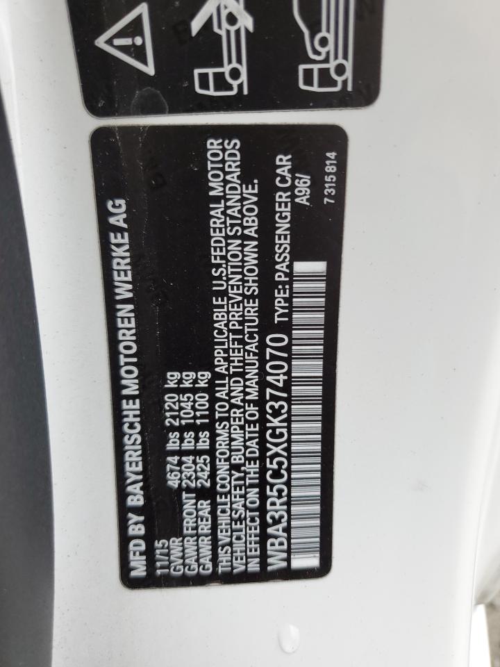 2016 BMW 435 Xi VIN: WBA3R5C5XGK374070 Lot: 57111605
