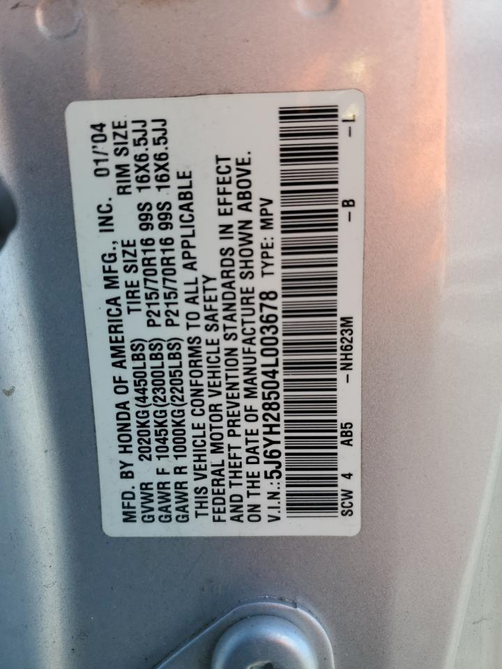 2004 Honda Element Ex VIN: 5J6YH28504L003678 Lot: 54110825