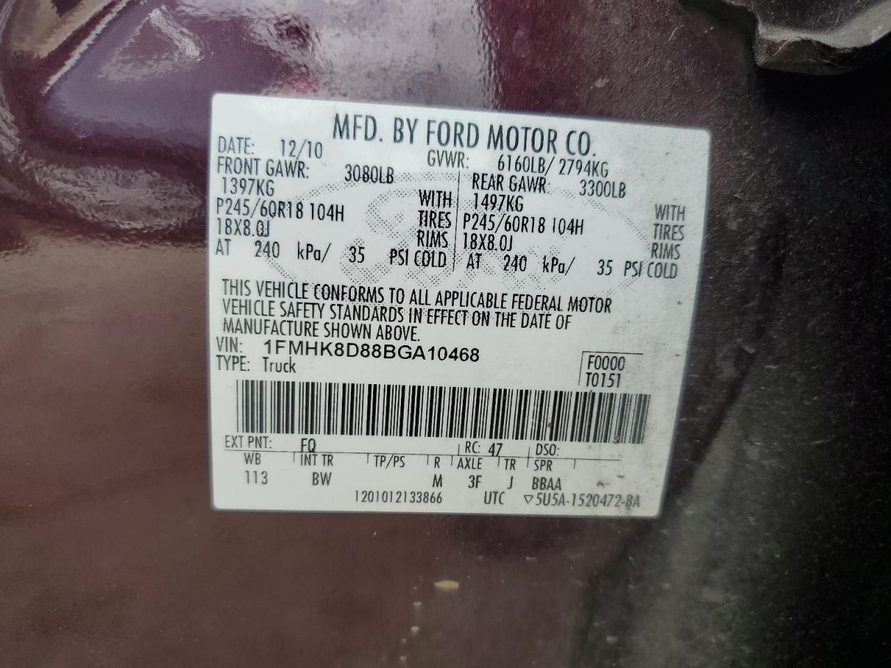 2011 Ford Explorer Xlt VIN: 1FMHK8D88BGA10468 Lot: 56933245