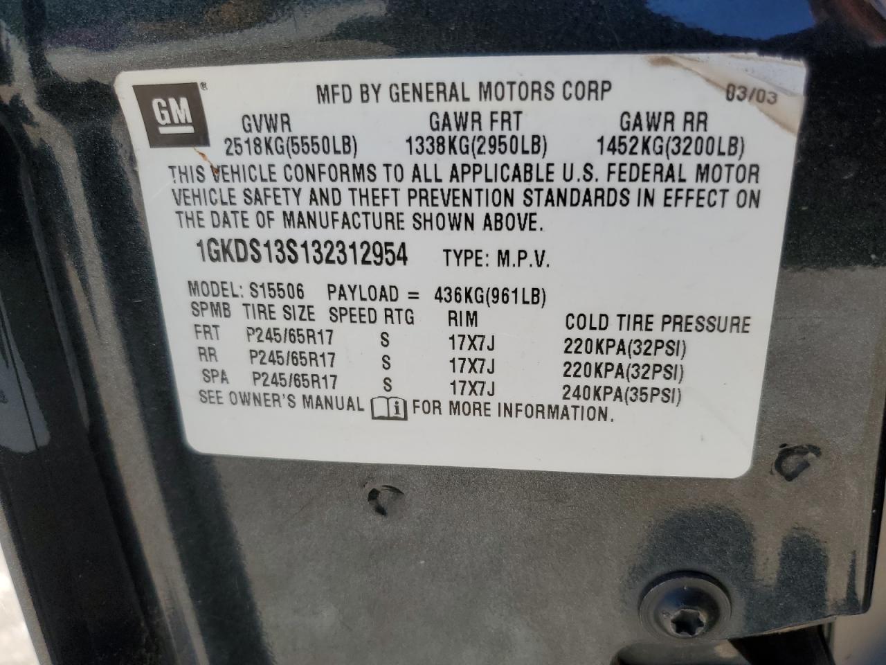 2003 GMC Envoy VIN: 1GKDS13S132312954 Lot: 58359475