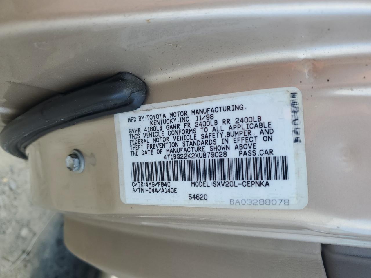 1999 Toyota Camry Ce VIN: 4T1BG22K2XU879028 Lot: 56132615