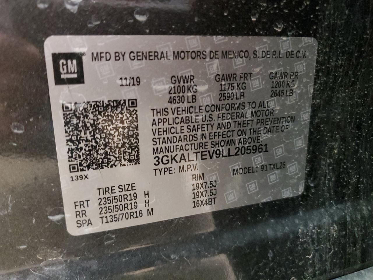 2020 GMC Terrain Sle VIN: 3GKALTEV9LL205961 Lot: 55972415