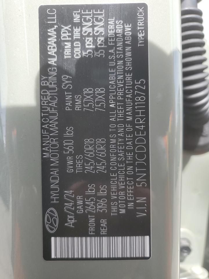 2024 Hyundai Santa Cruz Sel VIN: 5NTJCDDE4RH118725 Lot: 55079875