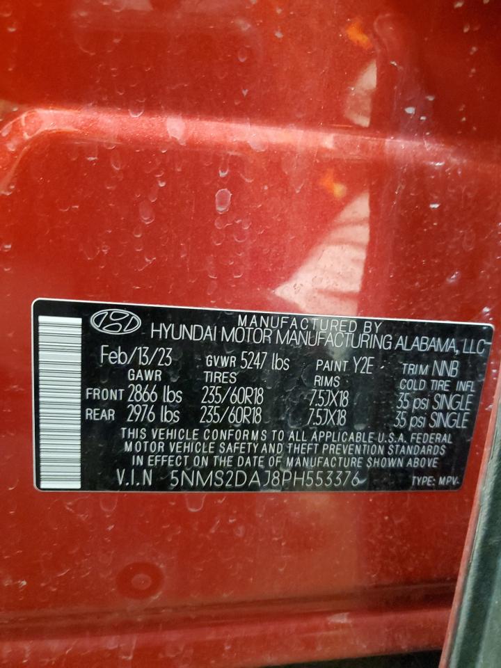 2023 Hyundai Santa Fe Sel VIN: 5NMS2DAJ8PH553376 Lot: 56294685