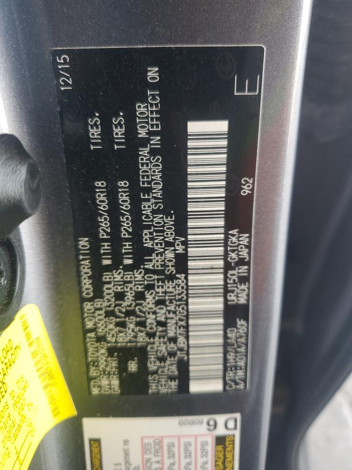 2016 Lexus Gx 460 VIN: JTJBM7FX7G5133584 Lot: 55170065
