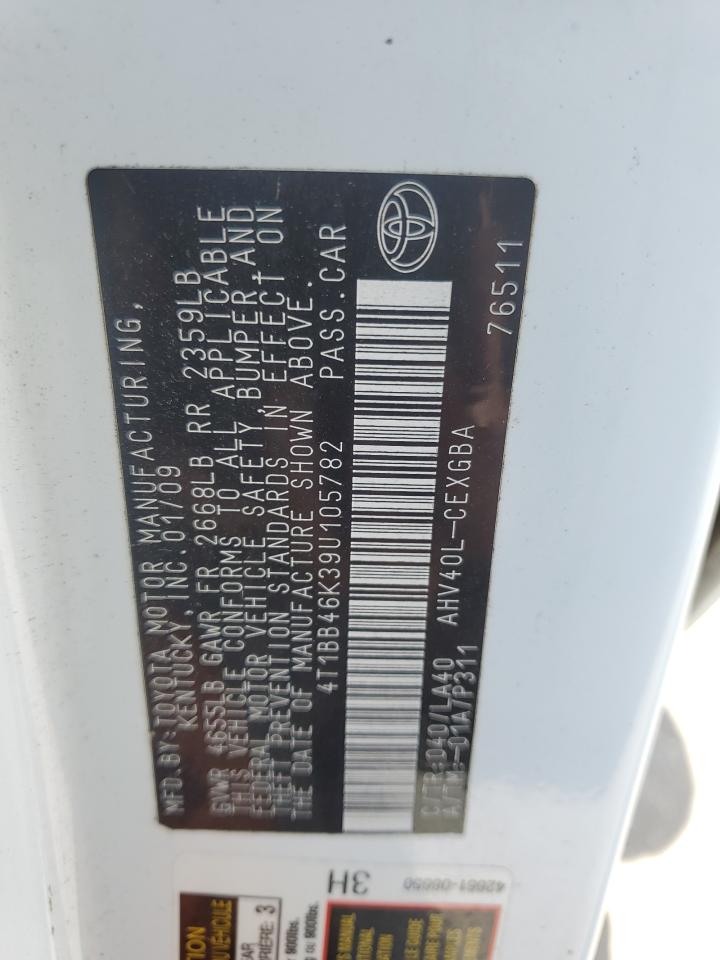 2009 Toyota Camry Hybrid VIN: 4T1BB46K39U105782 Lot: 58375915