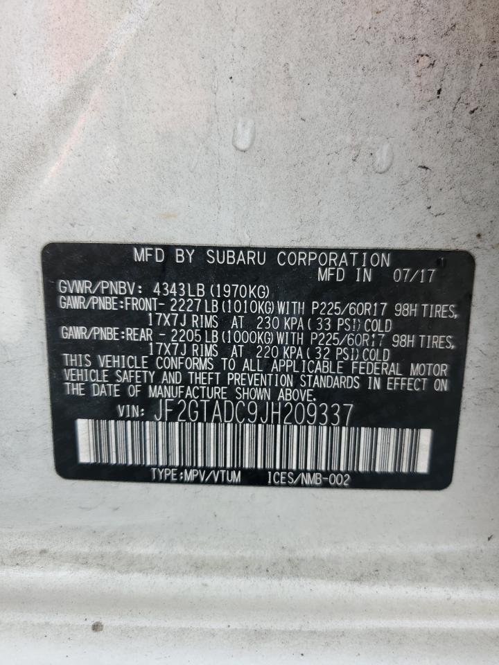 2018 Subaru Crosstrek Premium VIN: JF2GTADC9JH209337 Lot: 56633125