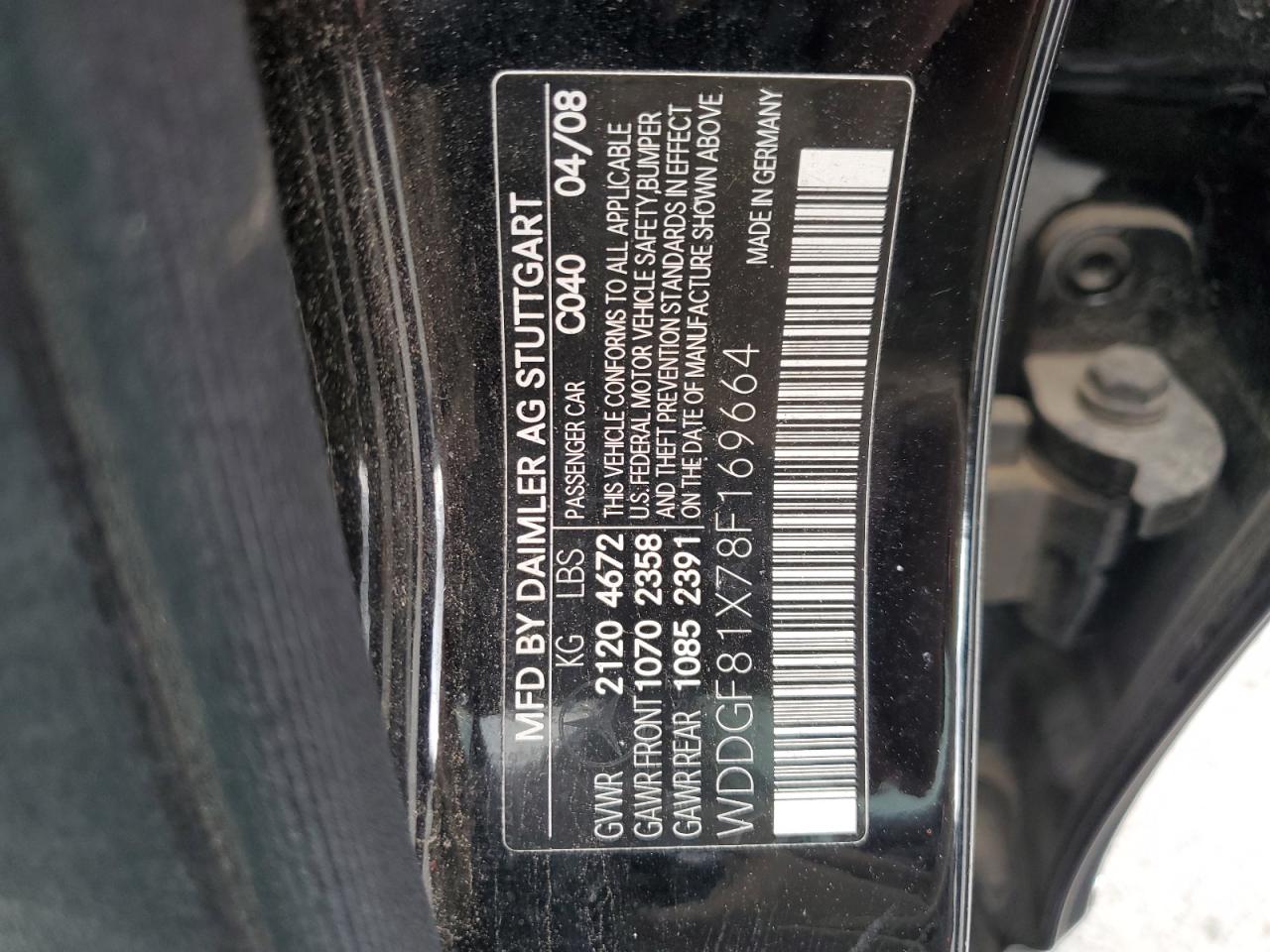 2008 Mercedes-Benz C 300 4Matic VIN: WDDGF81X78F169664 Lot: 65767005