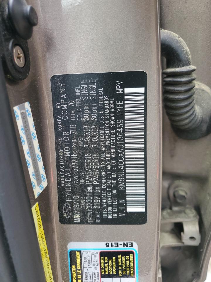 2010 Hyundai Veracruz Gls VIN: KM8NU4CCXAU136469 Lot: 56583715