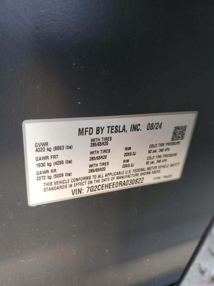 2024 Tesla Cybertruck VIN: 7G2CEHEE0RA030822 Lot: 57177875