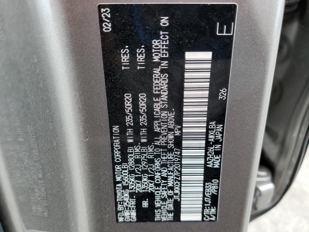 2023 Lexus Nx 450H VIN: JTJKKCFZ7P2019747 Lot: 56913225
