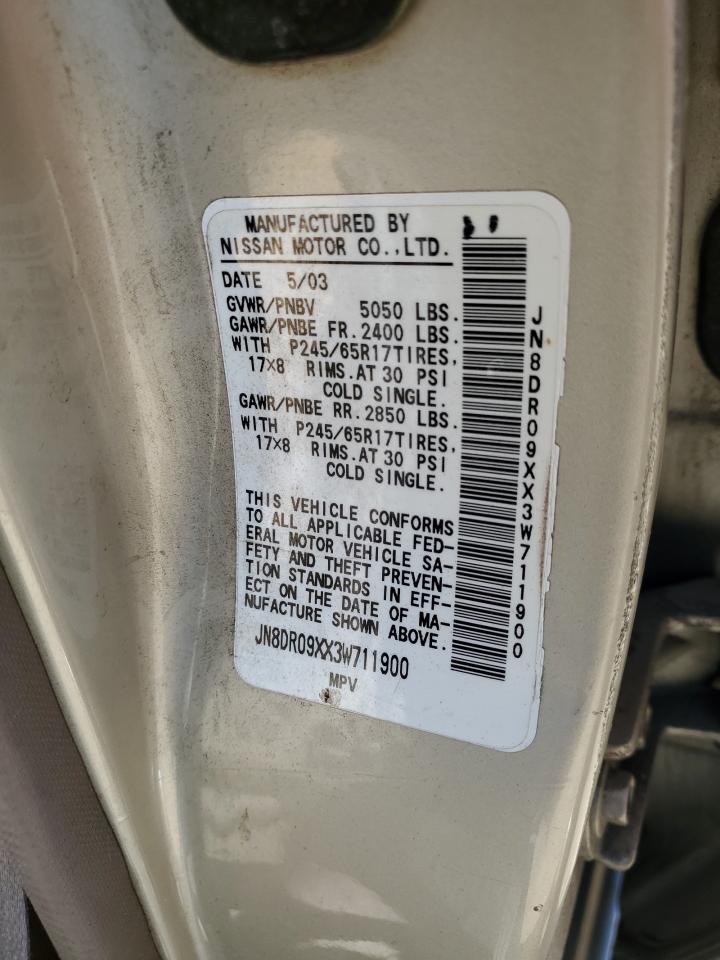 2003 Nissan Pathfinder Le VIN: JN8DR09XX3W711900 Lot: 56075895