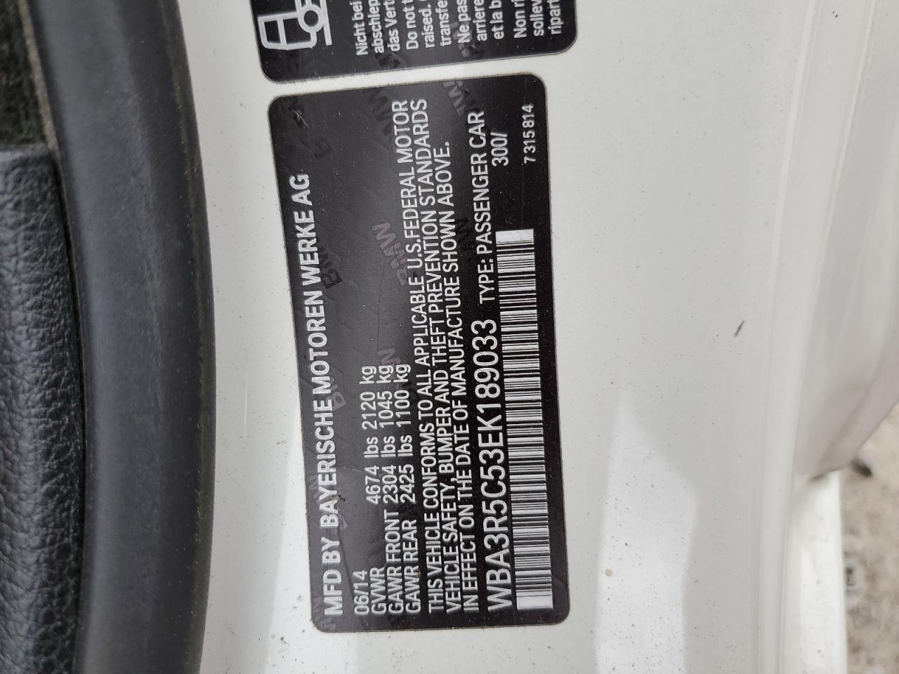 2014 BMW 435 Xi VIN: WBA3R5C53EK189033 Lot: 56394675