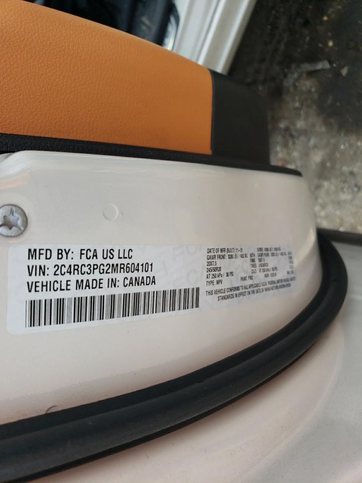 2021 Chrysler Pacifica Pinnacle VIN: 2C4RC3PG2MR604101 Lot: 57410225