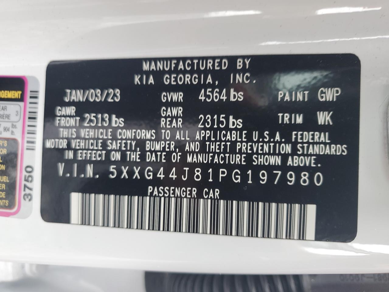 2023 Kia K5 Gt VIN: 5XXG44J81PG197980 Lot: 56421445