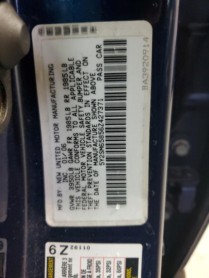 2006 Pontiac Vibe VIN: 5Y2SM65856Z427371 Lot: 56120255